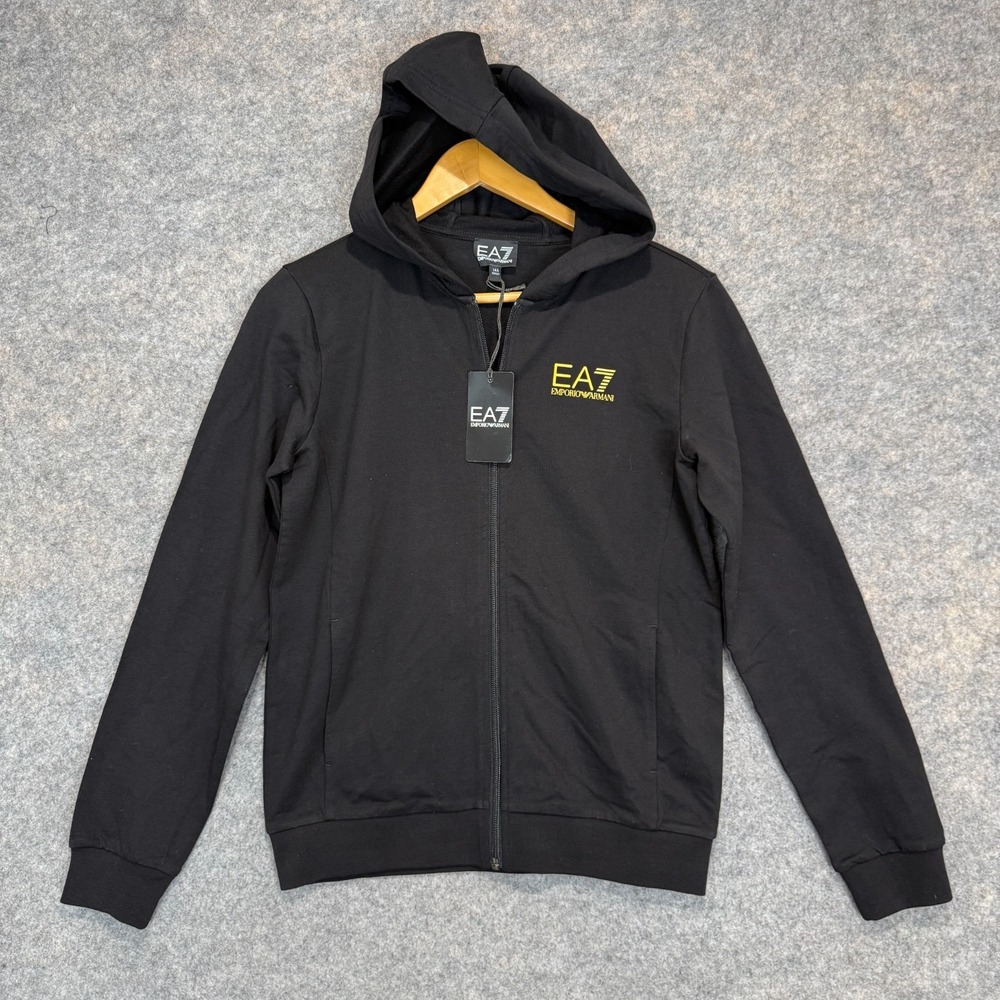 Emporio Armani EA7 Train Hoodie Sweatshirt Boys 14 Years Terry Full Zip Logo NEW
